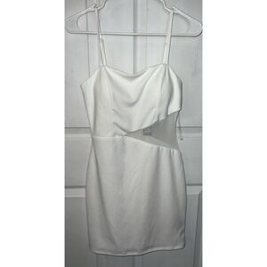 Trixxi Juniors Size Small White Spaghetti Strap Mid Sheer Knee Length Dress -NWT